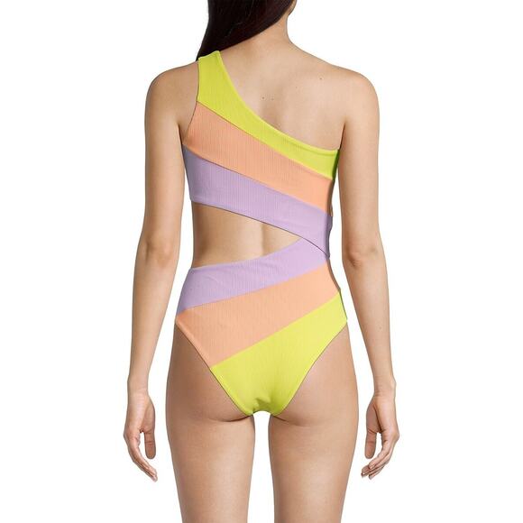 Beach Riot Joyce One Piece Swimsuit Sun-dazed Colorblock One Shoulder Cut-Out - Picture 5 of 13